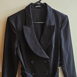 Mini Black Suit Dress with Belt Express Size L